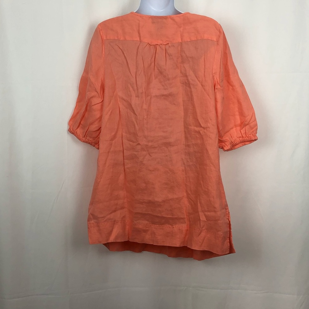 Lane Bryant Linen Y-neck pleated top 14/16 - Picture 4 of 4